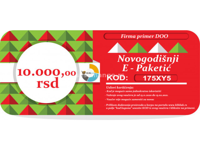 Novogodišnji E-Paketić Vaučer - 10000 din