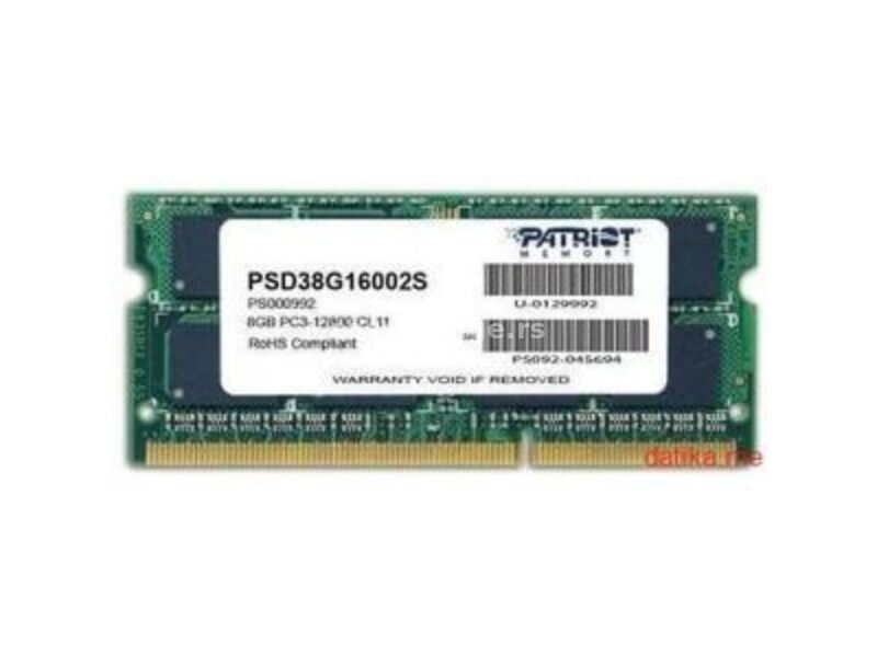 Patriot DDR3 8GB 1600MHz Signature (PSD38G16002S) memorija za laptop