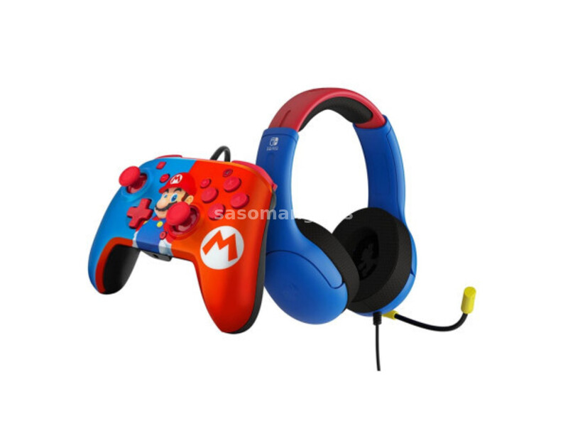 PDP Nintendo Switch wired airlite headset &amp; rematch controller Mario ( 059464 )