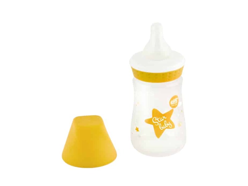 ELFI Plastična flašica sa silikonskom cuclom SWEET BABY, 125 ml - Žuta