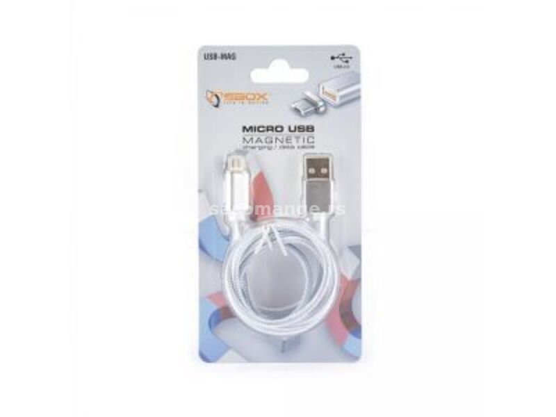 S-BOX (1033) kabl za punjač USB A (muški) na micro USB magnetni konektor (muški) 1m srebrni