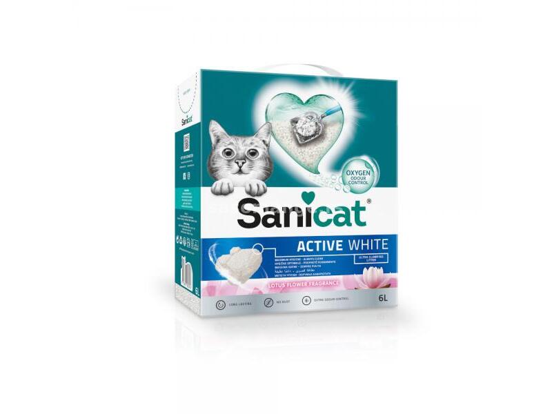 SANICAT grudvajući posip za mačke Active White Lotus - 6L