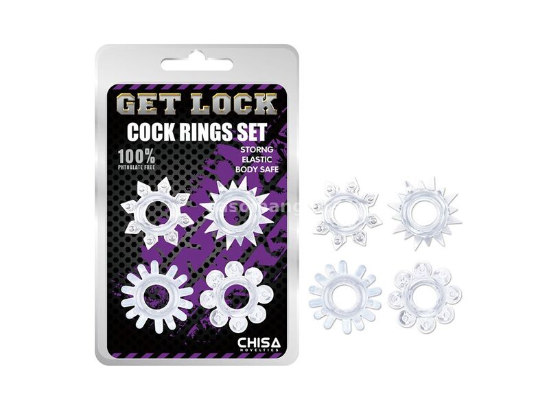 Set od 4 providna prstena za penis Get Lock