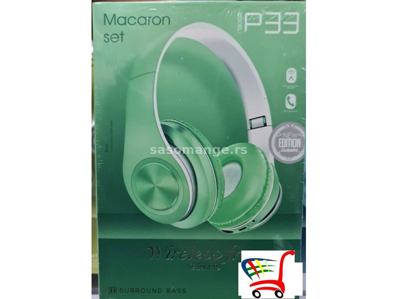 Slušalice bežične P33 zelene - Slušalice bežične P33 zelene