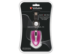Miš usb 3tipke optički Mini travel Verbatim 49021 roze blister