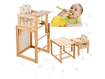 Drvena hranilica za bebe + stolić