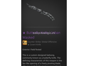 Butterfly Knife Urban Masked