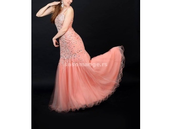 Svečana maturska koralno-roze haljina