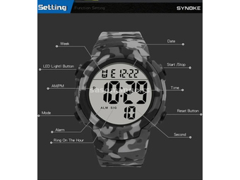 Nov, vojni muški digitalni ručni sat sa svetlećim displejem