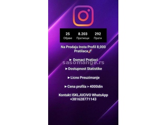Instagram profil 8k pratilaca (90% zene)