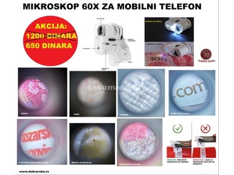 Mini mikroskop 60X za mobilni telefon - NOVO - AKCIJA!!!