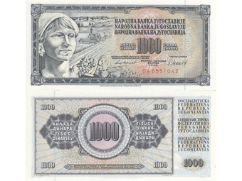 JUGOSLAVIJA 1000 Dinara 1981 UNC , P-92
