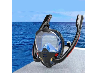 Maska za ronjenje sa dve disaljke sa drzacem za GoPro Crna
