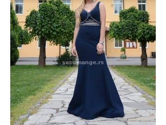 Elegantna duga plava haljina