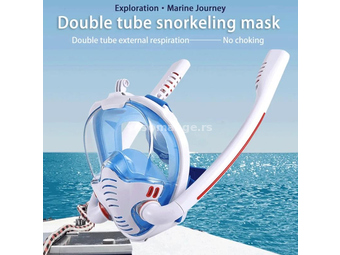 Maska za ronjenje sa dve disaljke sa drzacem za GoPro Bela