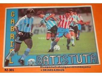 Football sticker GABRIEL BATISTUTA Argentina France 98 1998 Yugoslavia edition (RZ-301)