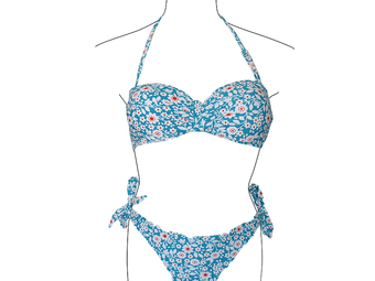 Kupaći kostim dvodelni braon plavi cvetni KC-MX-001-003