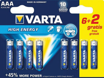 VARTA-4903SO AAA 1.5V LR03 MN2400, PAK8 CK, ALKALNE baterije HIGH ENERGY