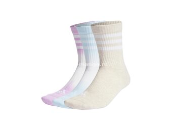Dip-Dyed 3-Stripes Cushioned Crew 3 Pairs Socks