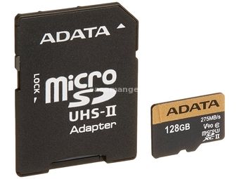 ADATA UHS-II U3 MicroSDXC 128GB V90 class 10 + adapter AUSDX128GUII3CL10-CA1