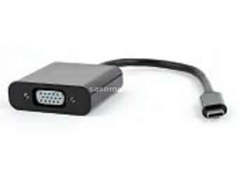 VIDEO Adapter USB-C to VGA HD15, M/F, Cable, Black, Blister
