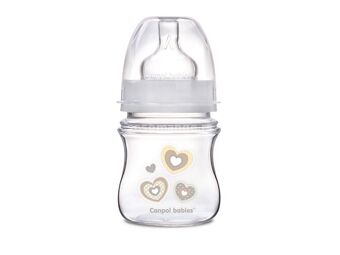 CANPOL Flašica za bebe sa širokim vratom 120 ml/ Anticolic 35/216 Easystart bež- Newborn baby