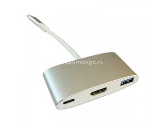 LC POWER USB Tip-C Hub/ 1x USB3.0 /1x Tip-C port za punjenje/ 1x HDMI 4K (LC-HUB-C-MULTI-4)