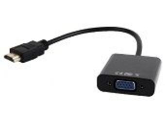 VIDEO Adapter HDMI to VGA HD15, M/F + Audio on Cable, Black