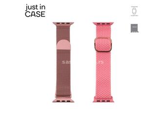 JUST IN CASE 2u1 Narukvica za pametni sat 38-41mm pink MILANESE + pink TEKSTIL