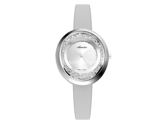 Ženski adriatica precious swarovski ovalni srebrni modni ručni sat sa sivim kožnim kaišem ( a3771...