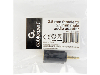 Gembird (A-3.5F-2.5M) adapter 2.5mm (muški) na 3.5mm (ženski) crni