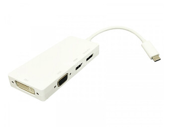 E-GREEN Adapter USB 3.1 tip C (M) - Display Port + HDMI + VGA + DVI (F) beli