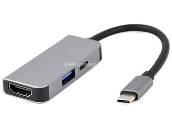 USB Type-C 3-in-1 multi-port adapter (USB port + HDMI + PD), silver