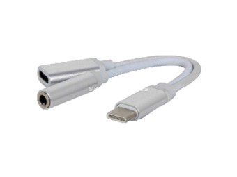 FAST ASIA audio adapter-konverter USB C na USB C + 3.5mm (m/ž-ž) (Beli) USB-C - muški USB C + 3.5...