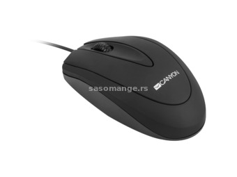 CANYON CM-1 wired optical Mouse with 3 buttons/ DPI 1000/ Black/ cable length 1.8m/ 100*51*29mm/ ...