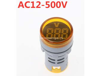 Okrugli voltmetar indikator AC12-500V digitalni Zuti