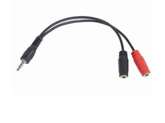 CCA-417 Gembird 2x 3.5 mm(slusalice i mikrofon) adapter na 1x 3.5mm(4 pin) cable, 0.2 m crni