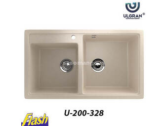 Granitna sudopera usadna kvadratna dupla - ULGRAN - U-200 - (3 boje) 328 - BEŽ