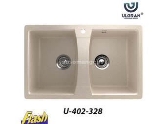 Granitna sudopera usadna kvadratna dupla - ULGRAN - U-402 - (3 boje) 328 - BEŽ
