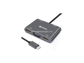 Docking station Sandberg USB-C - 2xHDMI/VGA/USB 3.0/USB C PD 136-35