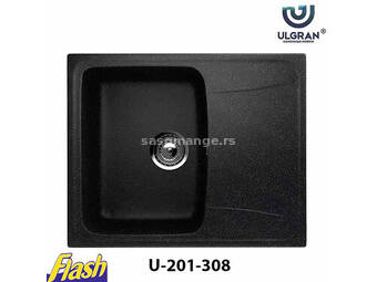 Granitna sudopera usadna kvadratna - ULGRAN - U-201 308 - CRNA