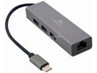 USB-C Hub with Gigabit Ethernet, 3x USB3.1 Port, 1x 10/100/1000Mbps LAN port, Cable 0.17m