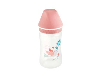 ELFI Plastična flašica sa širokim otvorom USPAVANA ŠUMA, 250 ml Ptičica - Roze