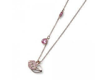 Ženski oliver weber kiss rose roze zlatni lančić sa swarovski roze kristalima ( 12151rg )