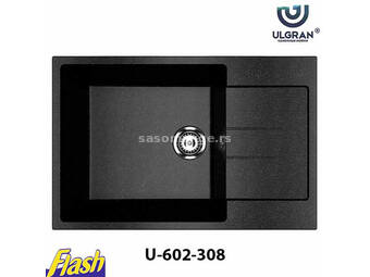 Granitna sudopera usadna kvadratna - ULGRAN - U-602 308 - CRNA