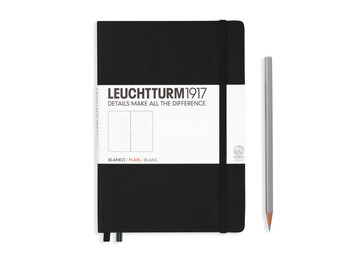 Notebook Medium (A5) Hardcover, 249 Numbered Pages, Plain, Black
