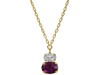 Victoria cruz gemma amethyst gold ogrlica sa swarovski kristalima ( a4512-11dg )