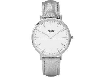 Ženski cluse la boheme beli srebrni ručni sat sa srebrnim kožnim kaišem ( cl18233 )