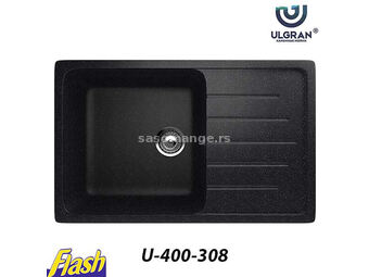 Granitna sudopera usadna kvadratna - ULGRAN - U-400 - (6 boja) 308 - CRNA