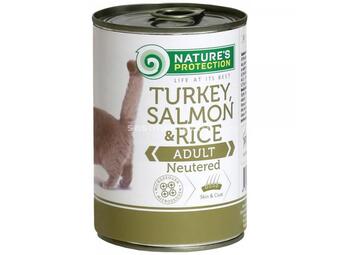 Nature's Protection konzerva za mačke - Sterilised - Turkey, Salmon&amp;Rice - 400gr